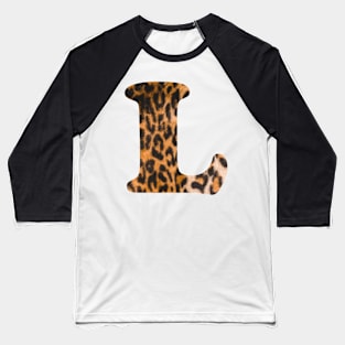 Letter L leopard print Baseball T-Shirt